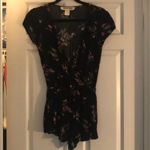 Black floral romper